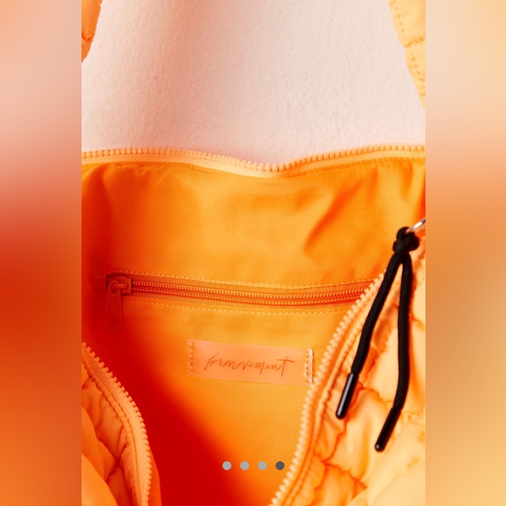 NWT FREE PEOPLE MOVEMENT Quilted Carryall Bag | Neon Clementine MSRP $78 - Picture 3 of 9